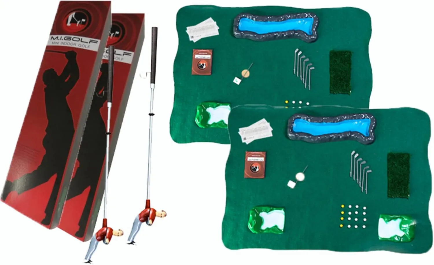 Mini Indoor Golf Game Set of 2 Player Pack Games for Adults Indoor Mini Golf Course Set for Adults and Kids with 35" Shotmaker Golfer, Putting Green and Clubs