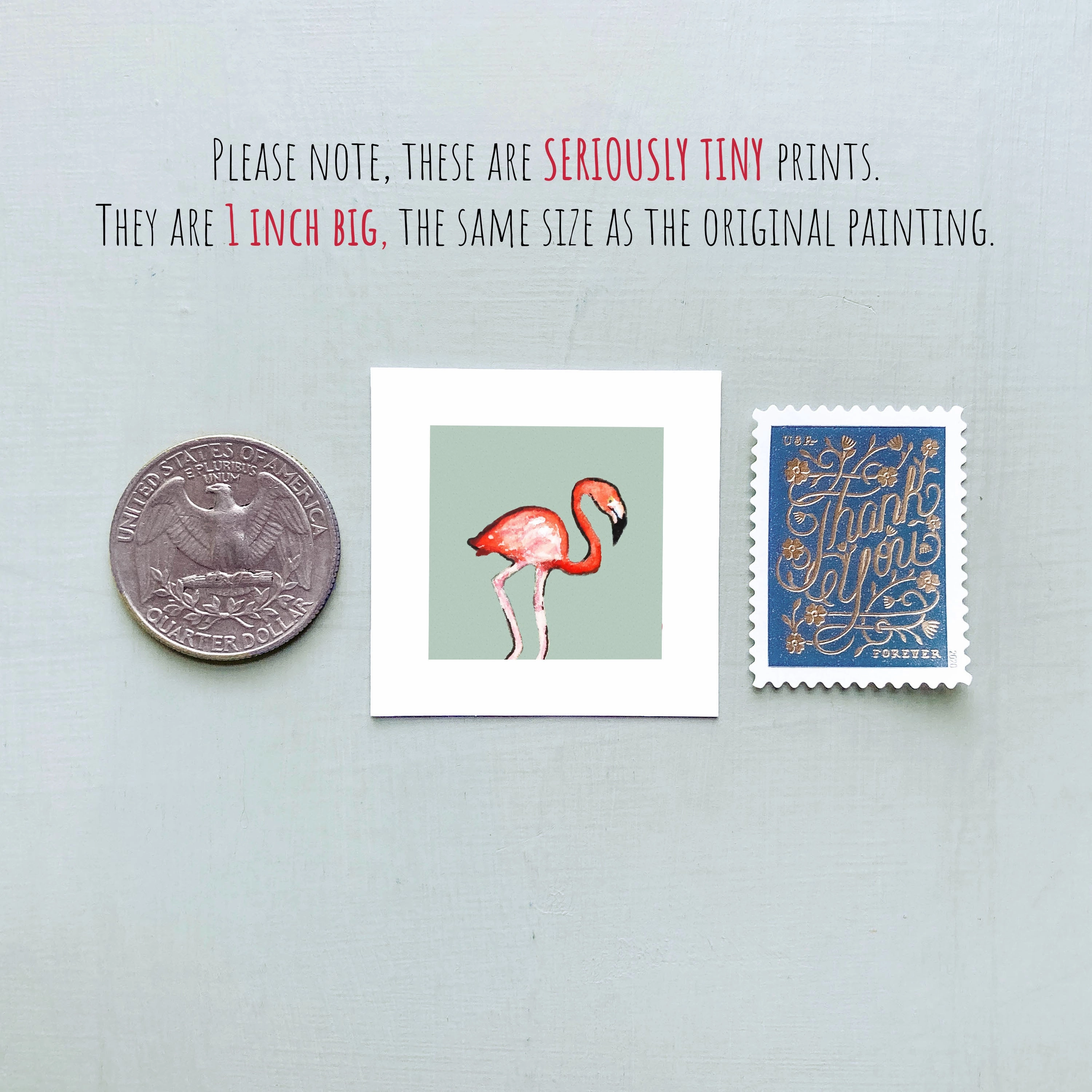 Mini 1" Flamingo Watercolor Print