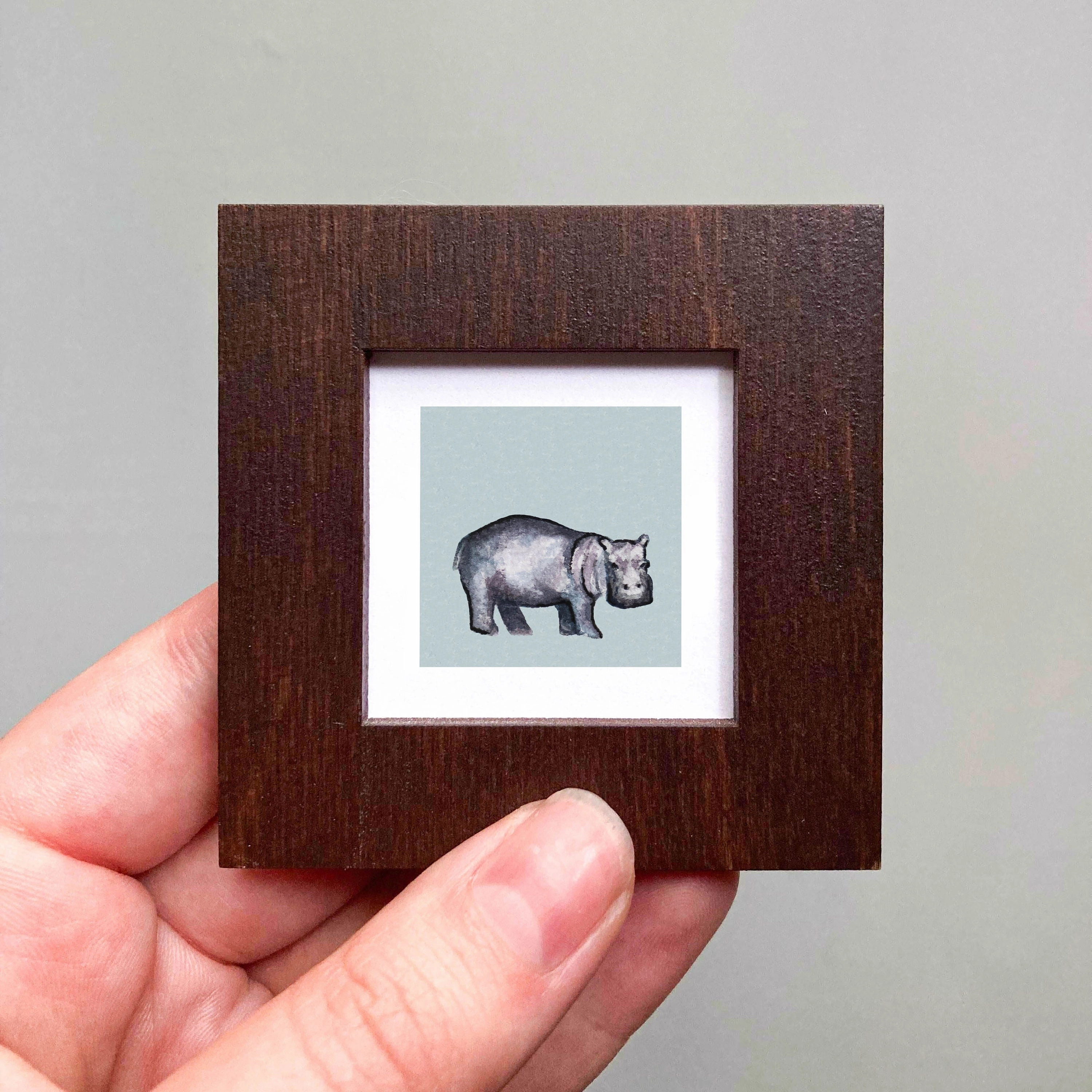 Mini 1" Hippo Watercolor Print