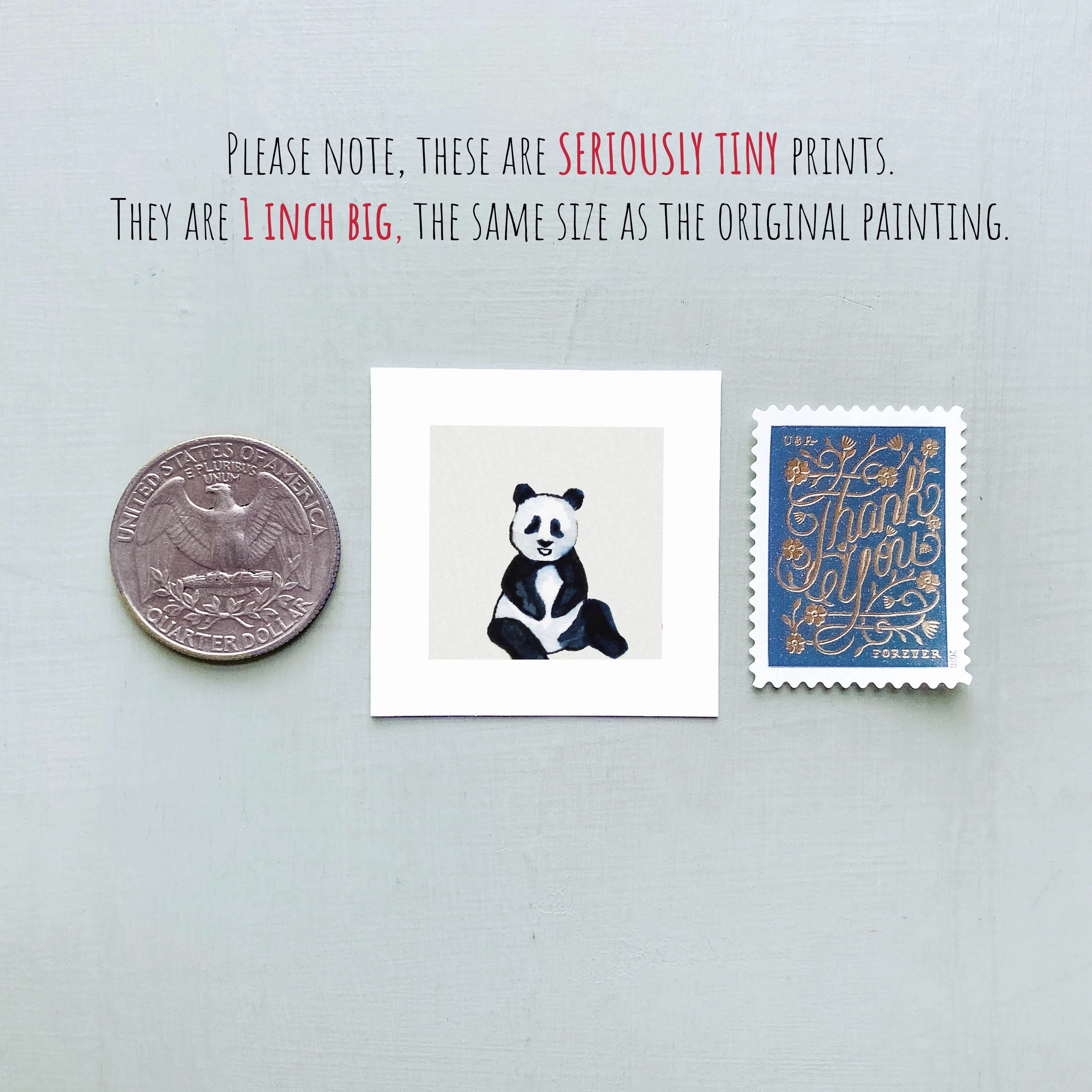 Mini 1" Panda Bear Watercolor Print