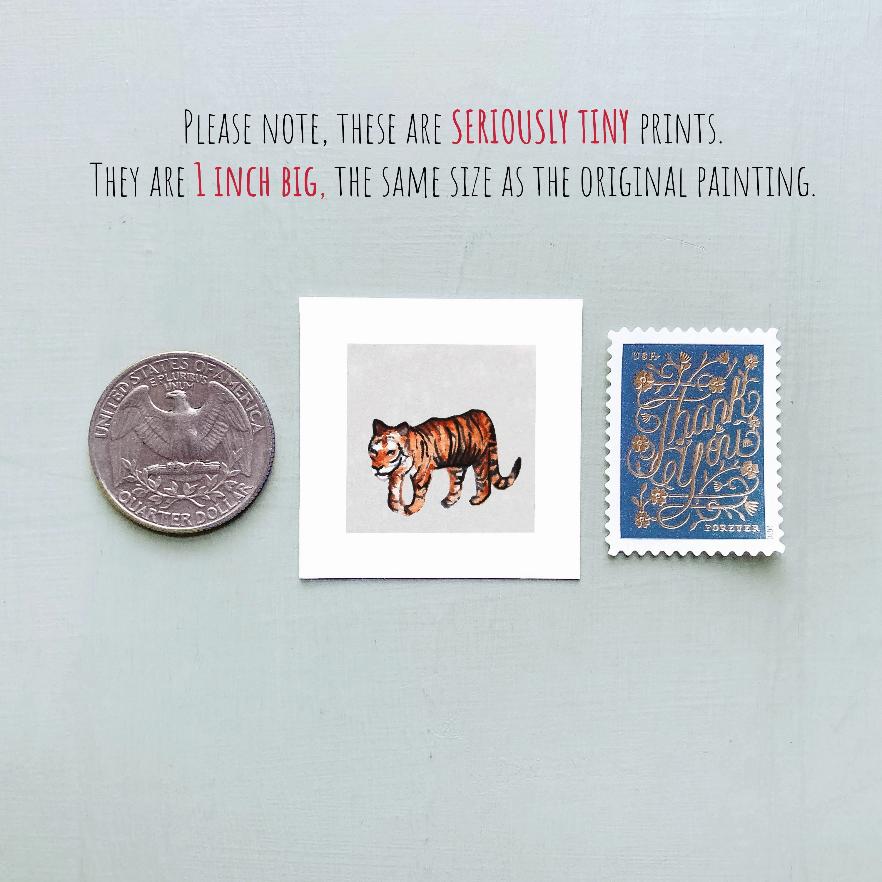 Mini 1" Tiger Watercolor Print
