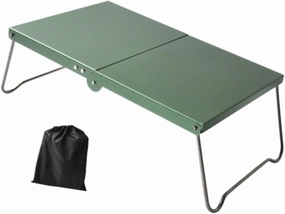 Mini Folding Camping Table with Storage Bag Aluminum Alloy Stainless Steel Folded Outdoor Furniture Camp Table for Garden BBQ, Green
