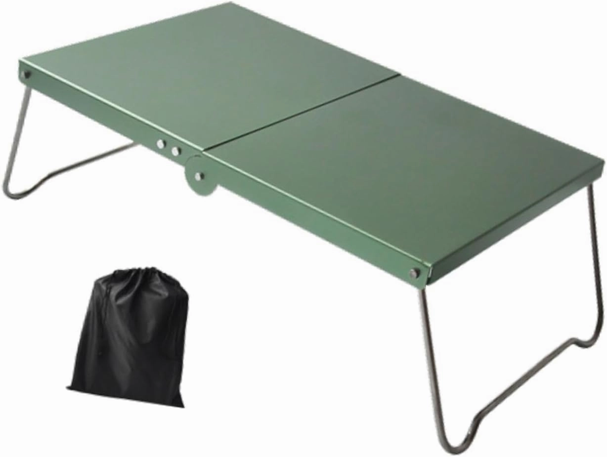 Mini Folding Camping Table with Storage Bag Aluminum Alloy Stainless Steel Folded Outdoor Furniture Camp Table for Garden BBQ, Green