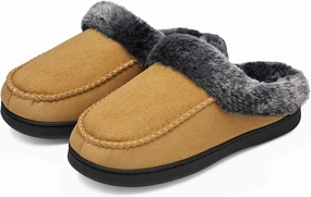 Mishansha Women's House Shoes Memory Foam Suede Moccasin Slippers Winter Warm Fleece Lined Home Shoes with Anti-Skid Rubber Sole