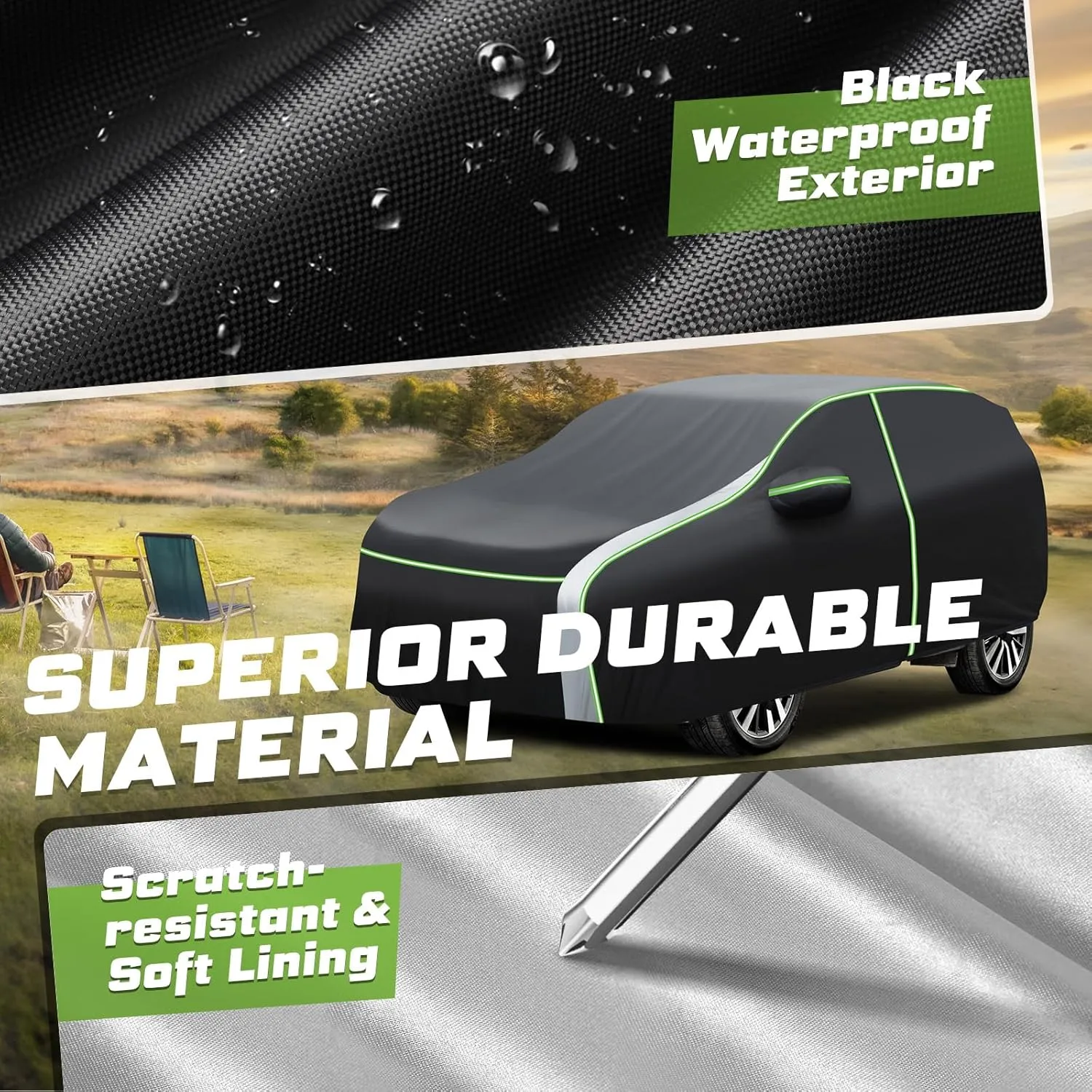 Mixsuper Liner Car Cover for Honda Pilot 2003-2025, Full Car Cover All Weather Car Covers for Pilot, Waterproof Outdoor Cover with Zipper Door Reflective Strips