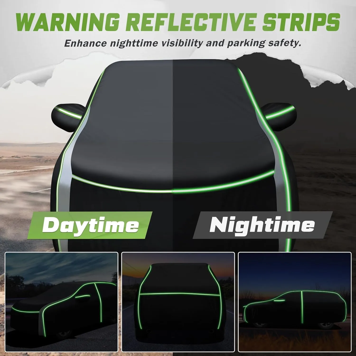 Mixsuper Liner Car Cover for Honda Pilot 2003-2025, Full Car Cover All Weather Car Covers for Pilot, Waterproof Outdoor Cover with Zipper Door Reflective Strips