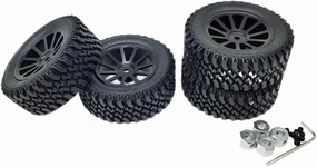 MN98 MN99 D90 rc car metal rims with rubber tyre 4pcs 80MM tire upgrade accessories part(Black)