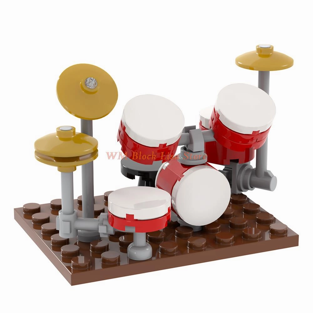 MOC4091 City Series Drum Kit Musical Instrument Set MOC Furniture Building Block Toy For Children Boys Creative Gift Friends DIY