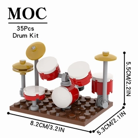 MOC4091 City Series Drum Kit Musical Instrument Set MOC Furniture Building Block Toy For Children Boys Creative Gift Friends DIY
