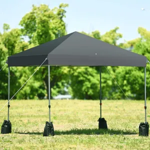 Moccha 8 x 8 Ft Outdoor Pop up Canopy Tent, Foldable Commercial Instant Shelter w/Portable Roller Bag & Sand Bag, Straight Leg Canopy Tent, 99% UV Resistant, Camping Party Beach Canopy (Gray)