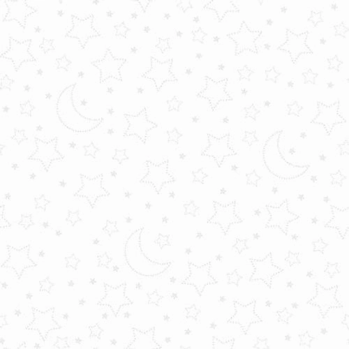 Moonlit Dreams Stars and Moons Pigment White Victoria Hutto Studio E Cotton Fabric
