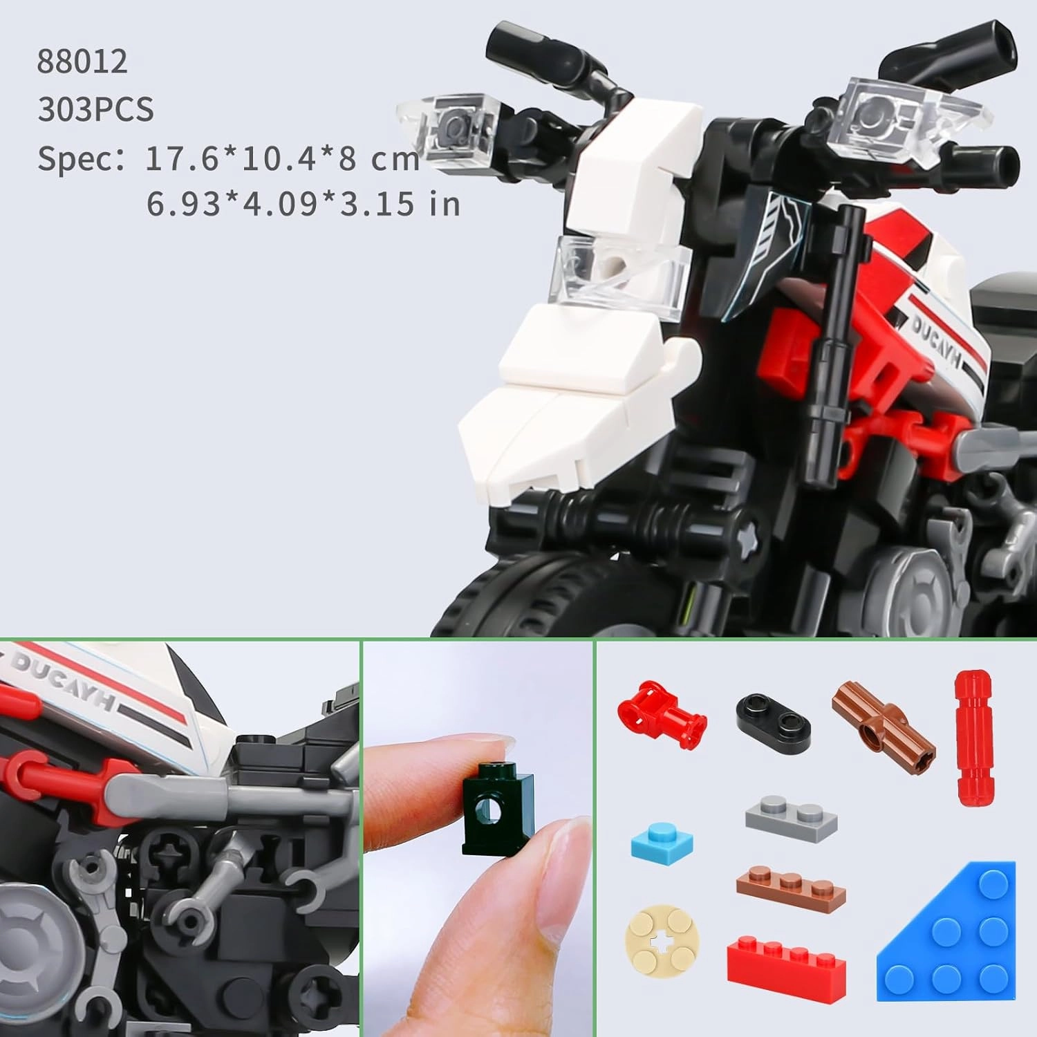 Motorcycle Building Blocks for Boys, 88012 Collectible Motorcycle Display Models Off-Road Motorbike Building Toy 303Pcs,Birthday for Age 6  Boys, Compatible with Classical Brand Set