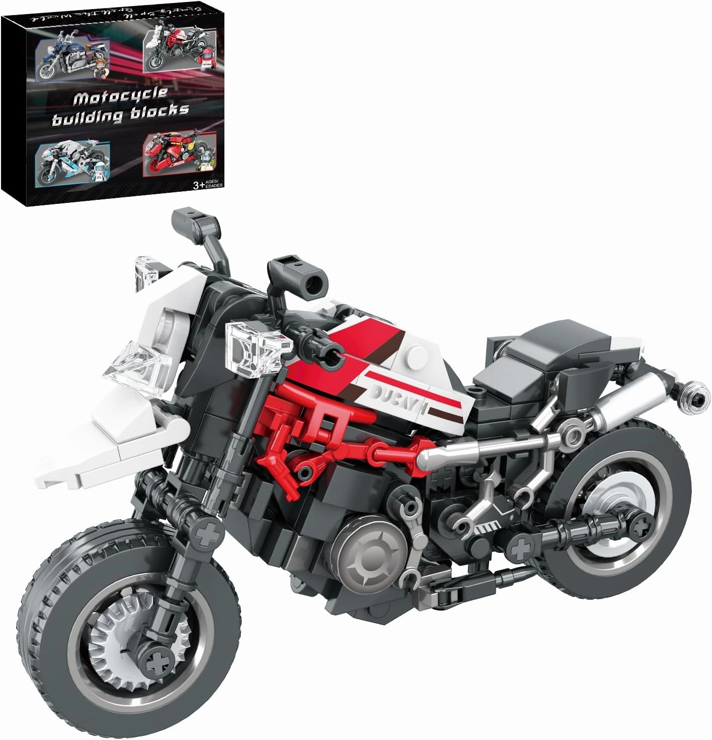 Motorcycle Building Blocks for Boys, 88012 Collectible Motorcycle Display Models Off-Road Motorbike Building Toy 303Pcs,Birthday for Age 6  Boys, Compatible with Classical Brand Set
