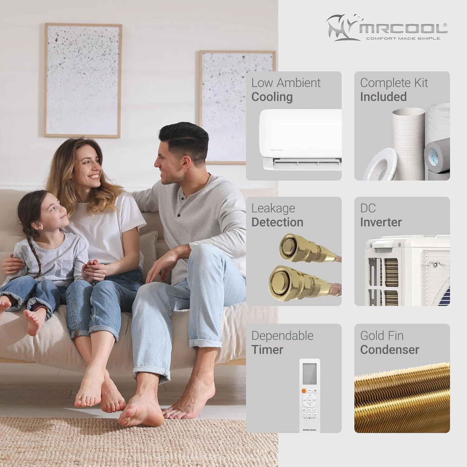 MRCOOL 18,000 BTU Split Air Conditioner Heat Pump System w/Heating & Cooling, EasyPro - Indoor Air Conditioning Unit for Home, Office, and Commercial Space