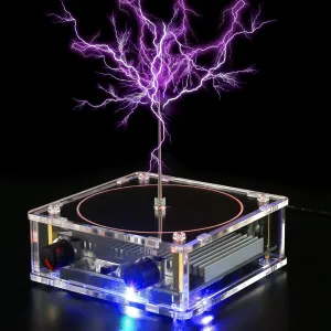 Musical T-esla Coil, Bluetooth T-esla Coil Speaker, Plasma Storm Cool Desktop Gadgets Electric Toys Artificial Lightning Science Physical Toy Model Touchable Artificial Spark Gap Arc Generator,