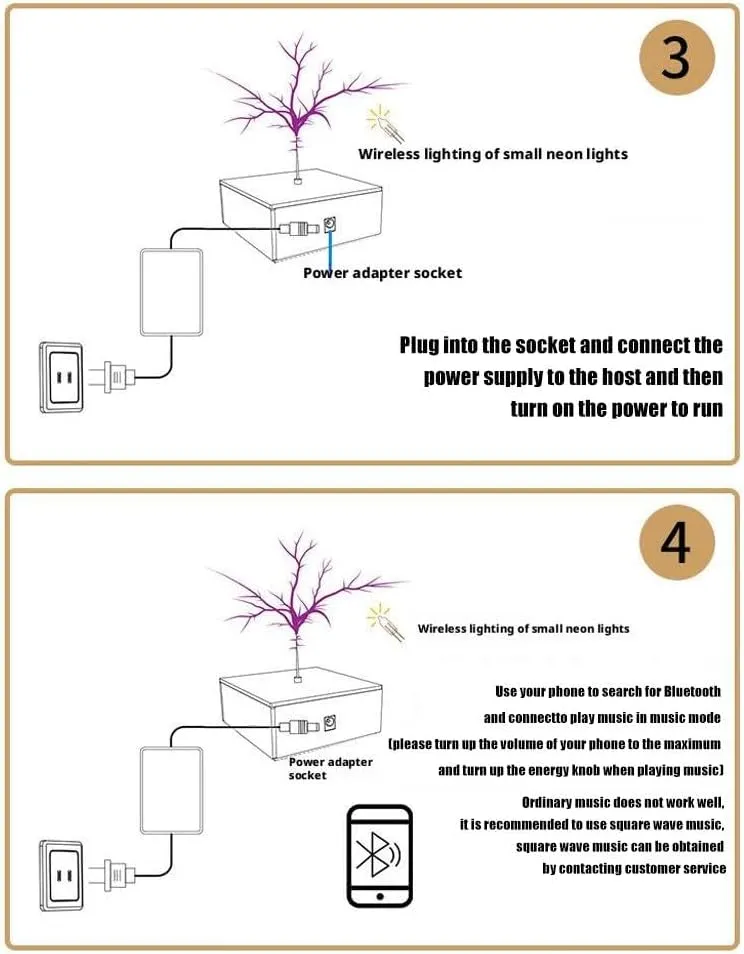Musical TES la Coil,Bluetooth Music TES la Coil,Touchable Artificial Lightning Spark Arc Generator,Wireless Transmission Experiment Model, Science Teaching Experiment Tool Desktop Toy