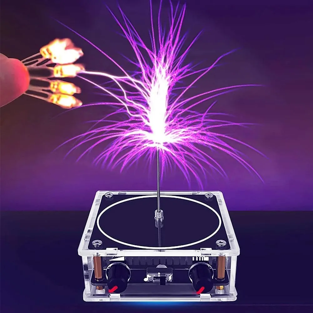 Musical TES la Coil,Bluetooth Music TES la Coil,Touchable Artificial Lightning Spark Arc Generator,Wireless Transmission Experiment Model, Science Teaching Experiment Tool Desktop Toy