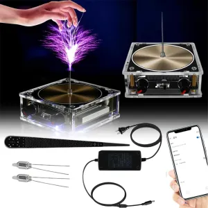 Musical TES la Coil,Bluetooth Music TES la Coil,Touchable Artificial Lightning Spark Arc Generator,Wireless Transmission Experiment Model, Science Teaching Experiment Tool Desktop Toy