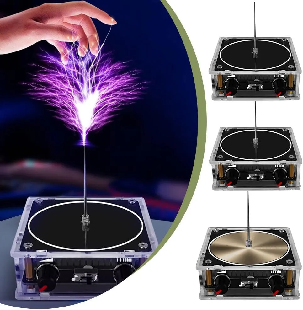 Musical TES la Coil,Bluetooth Music TES la Coil,Touchable Artificial Lightning Spark Arc Generator,Wireless Transmission Experiment Model, Science Teaching Experiment Tool Desktop Toy