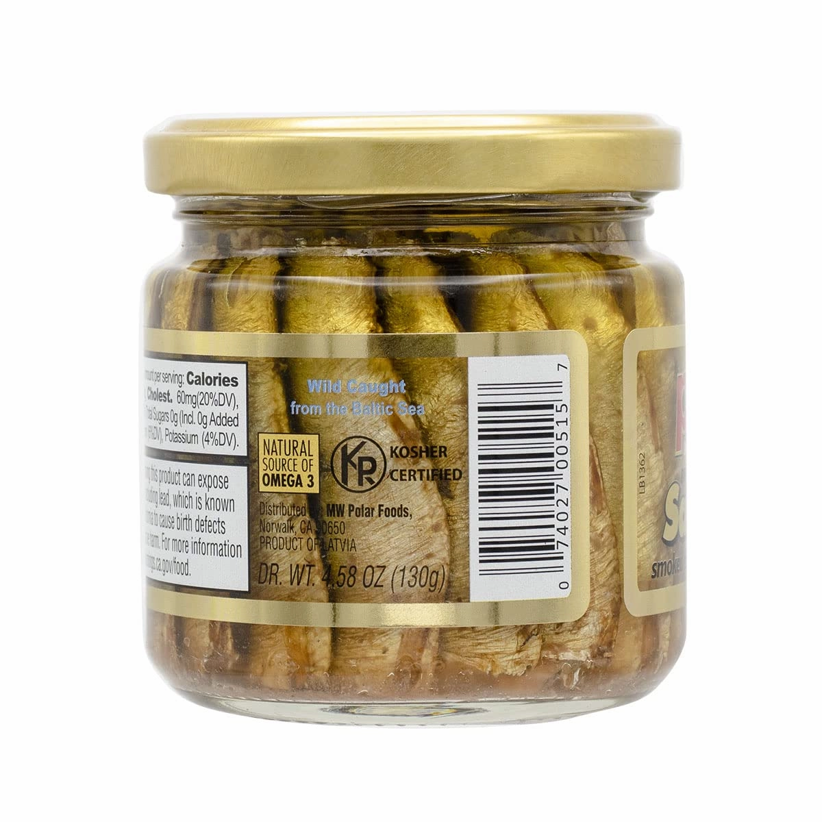 MW Polar Smoked Brisling Sardines in Olive Oil in glass Jar, Wild Caught, Kosher Certified, Natural Source of Omega 3, Hand Packed, Keto Friendly, Ready to Eat 6.52 oz (Pack of 12)