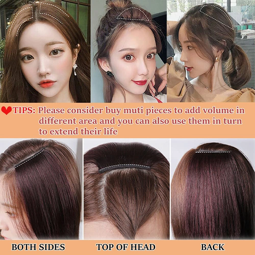 MY-LADY Invisible Clip in Mini Hair Extensions for Short Hair Wiglets Hairpieces for Thinning Hair 8 Inch Dark Brown Short Extension Hair Clips Real Hair