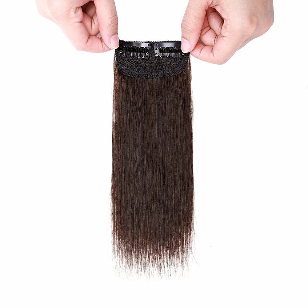 MY-LADY Invisible Clip in Mini Hair Extensions for Short Hair Wiglets Hairpieces for Thinning Hair 8 Inch Dark Brown Short Extension Hair Clips Real Hair