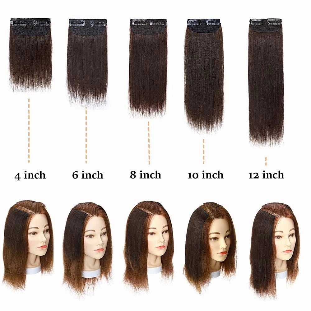 MY-LADY Invisible Clip in Mini Hair Extensions for Short Hair Wiglets Hairpieces for Thinning Hair 8 Inch Dark Brown Short Extension Hair Clips Real Hair