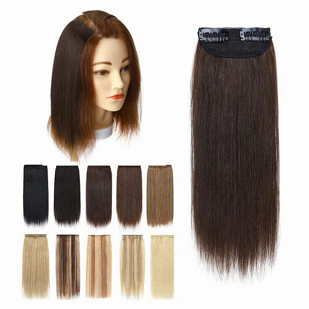 MY-LADY Invisible Clip in Mini Hair Extensions for Short Hair Wiglets Hairpieces for Thinning Hair 8 Inch Dark Brown Short Extension Hair Clips Real Hair