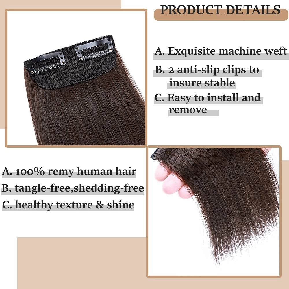 MY-LADY Invisible Clip in Mini Hair Extensions for Short Hair Wiglets Hairpieces for Thinning Hair 8 Inch Dark Brown Short Extension Hair Clips Real Hair