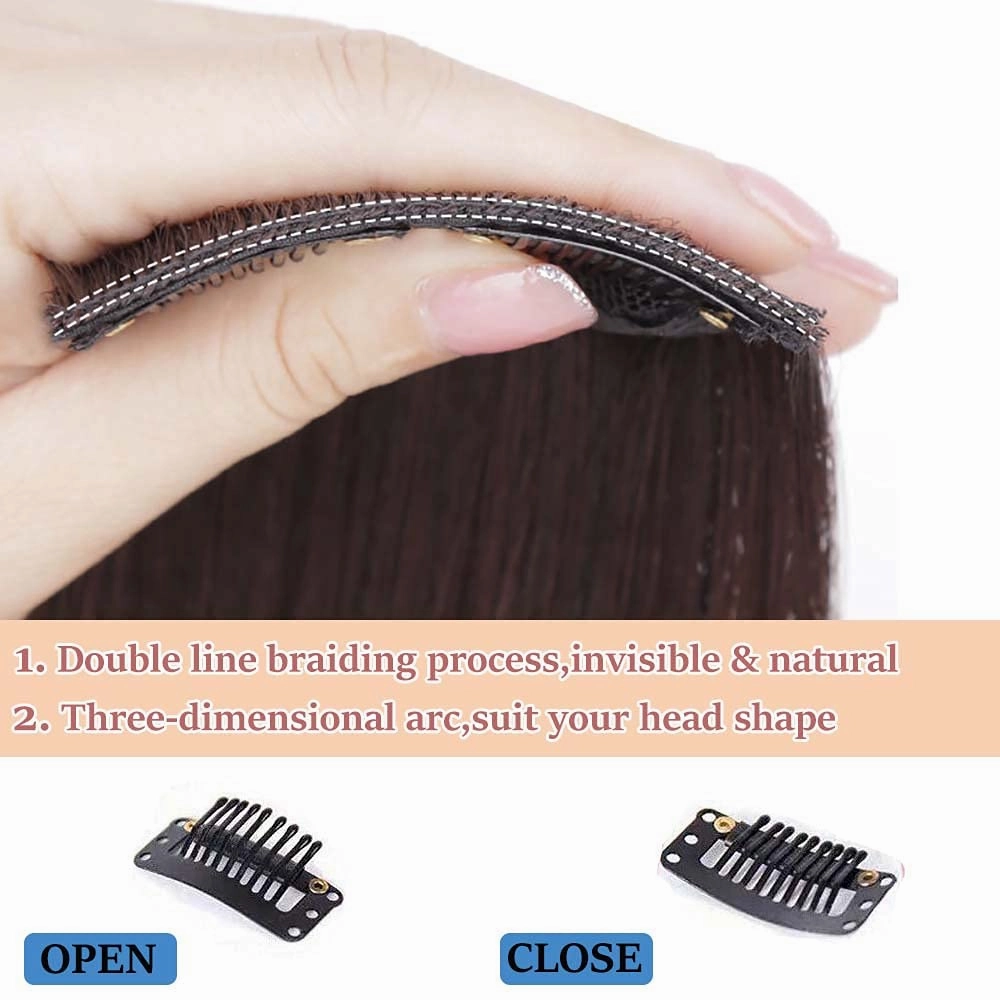 MY-LADY Invisible Clip in Mini Hair Extensions for Short Hair Wiglets Hairpieces for Thinning Hair 8 Inch Dark Brown Short Extension Hair Clips Real Hair