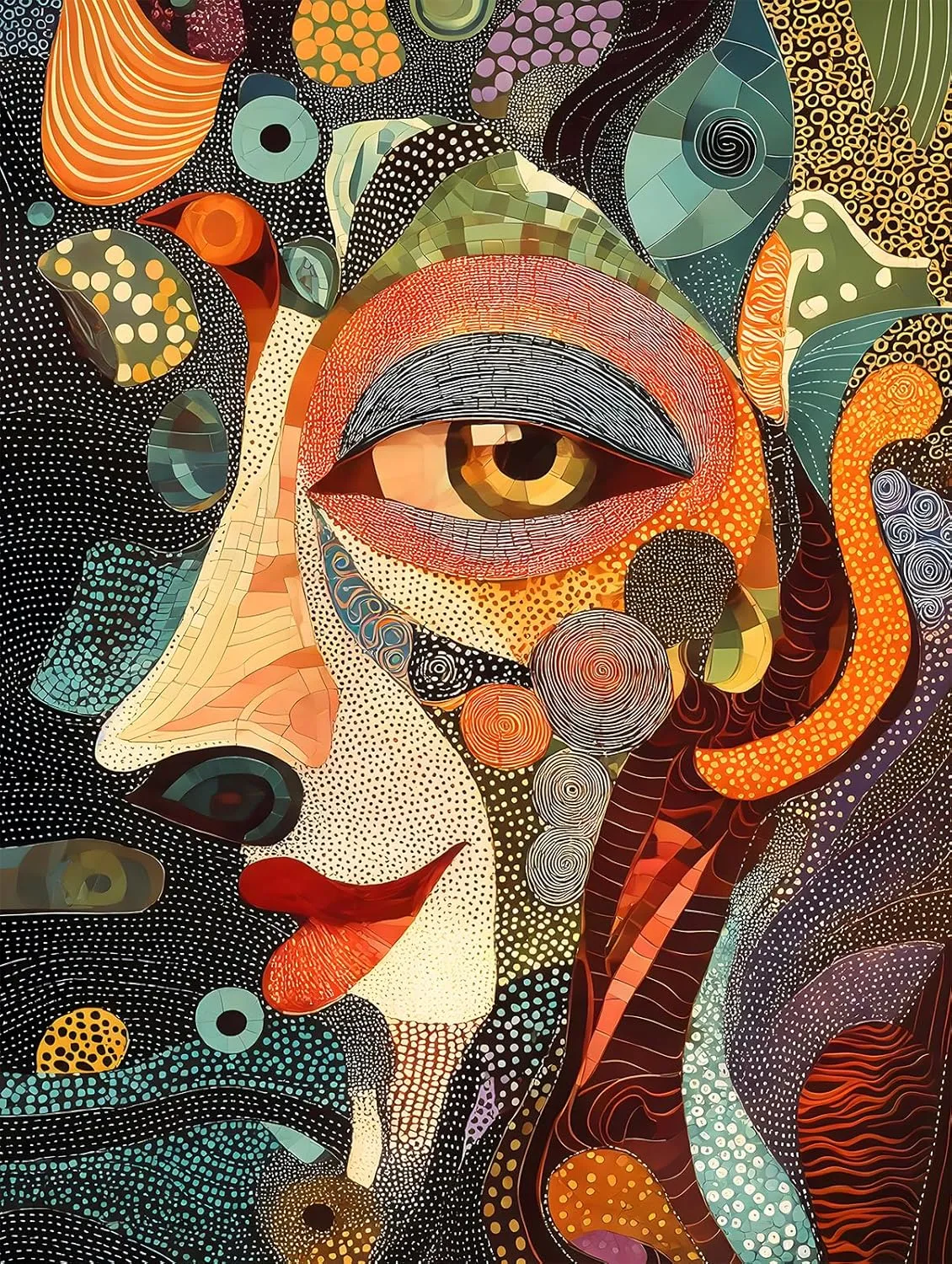 Mysterious Face Jigsaw Puzzles for Adults 1000 Pieces, 6 Colors on Back Puzzles, Pieces Fit Together Perfectly, Puzzle Size 26.6x19.2