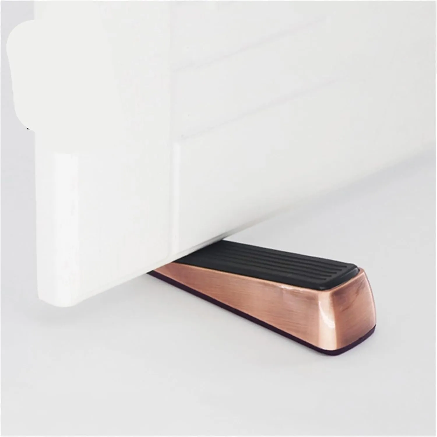 Nail-Free Zinc Alloy Door Wedge Stop Door Stopper Rubber Hidden Door Holders Bronze Gold Black Bright Chrome Door Hardware 1Pcs(Black)
