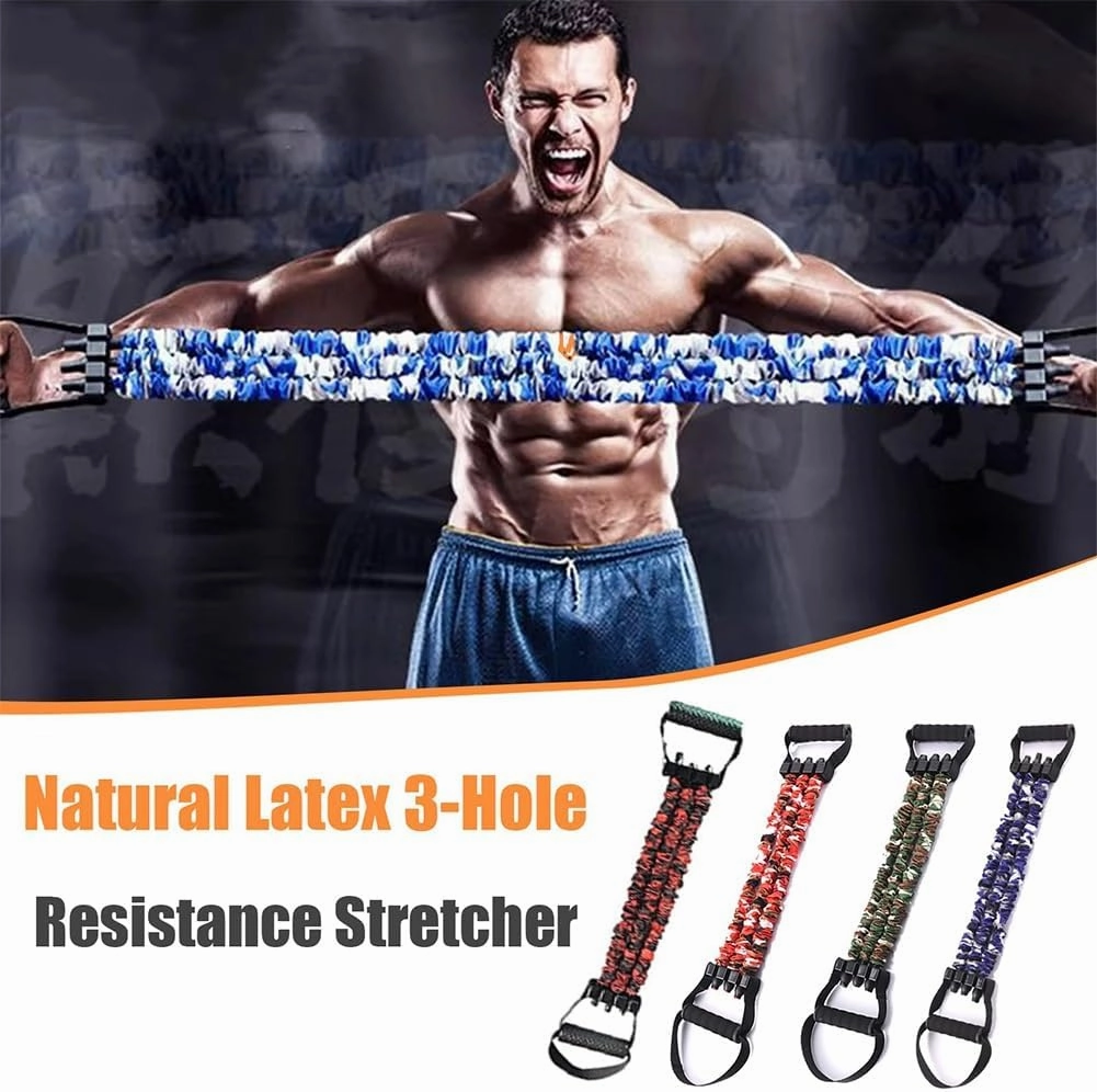 Natural Latex 3-Hole Resistance Stretcher, Resistance Bands with Handles, High Elasticity Tear Resistant Chest Expander Stretch Exercise Band for Full-Body Basic Training, Strength Workouts(Orange)