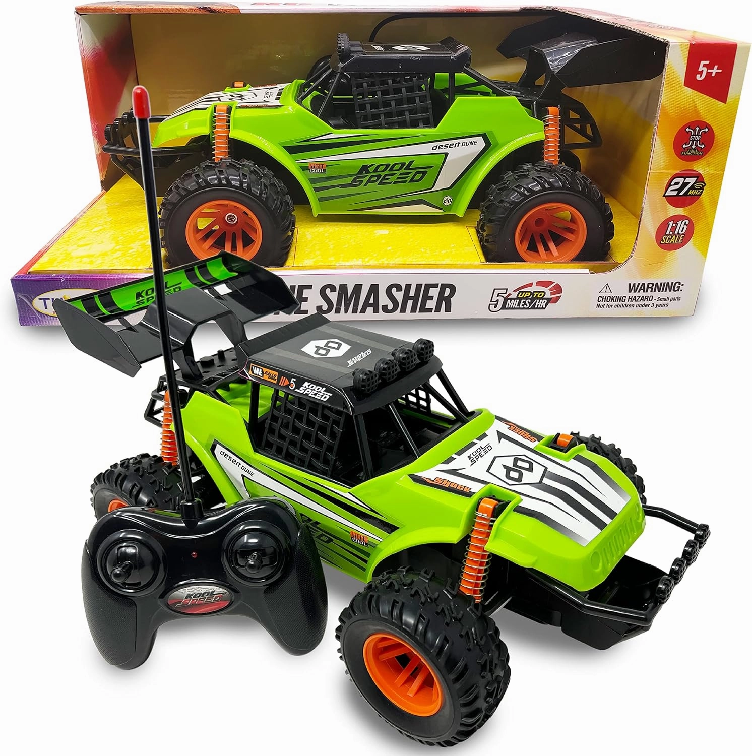 Nature Bound RC Cars 1:16 Scale Dune Smasher Off-Roader 2WD All-Terrain Electric Toy Car - Perfect for Rock Crawling and Road Racing 27MHz Radio Control - Eye-Catching Graphics Gift Idea for Kids