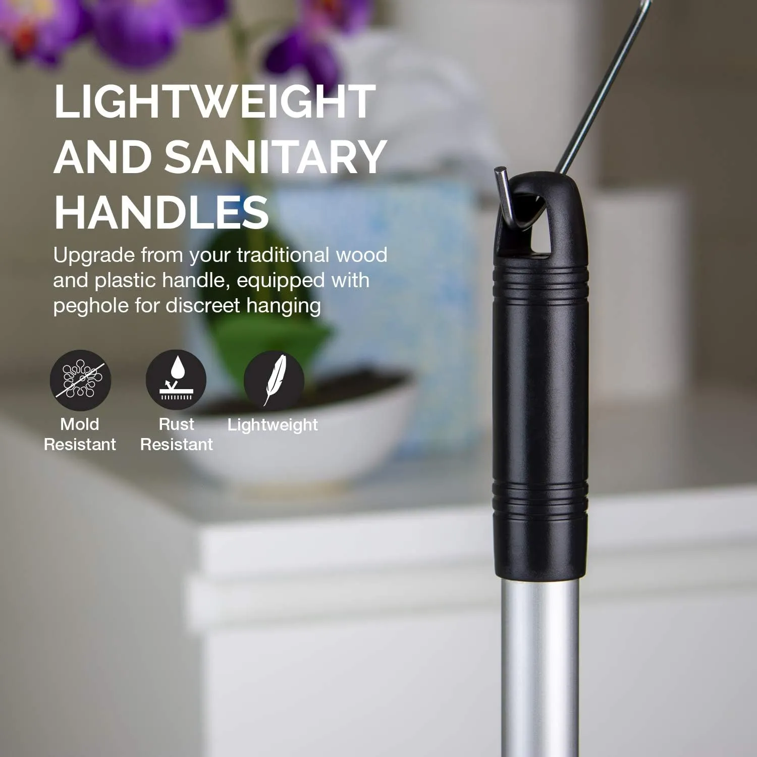 NEIKO 60168A Toilet Plunger Set, 4 Piece, Bonus Mini Sink & Drain Plunger, Toilet Bowl Brush & Caddy, Patented All-Angle Design, Telescopic Aluminum Handle, Bathroom Toilet Brush and Plunger Set