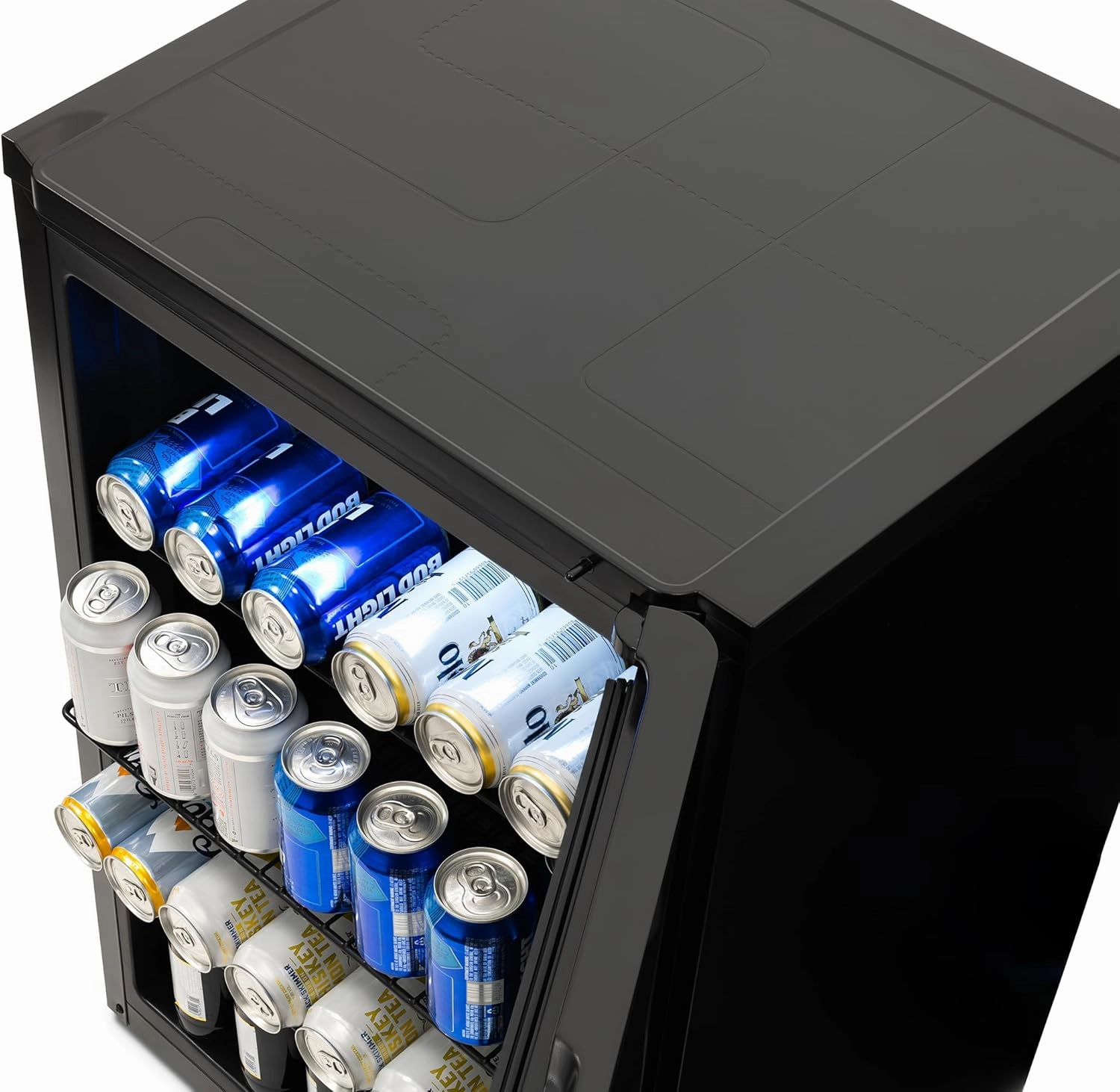 NewAir 125 Can Beer Froster, Mini Fridge, Small Drink Dispenser Machine, Freestanding Beer Freezer, Refrigerator and Cooler in Black - Frosts Drink to 23F, for Office or Bar with Adjustable Shelves