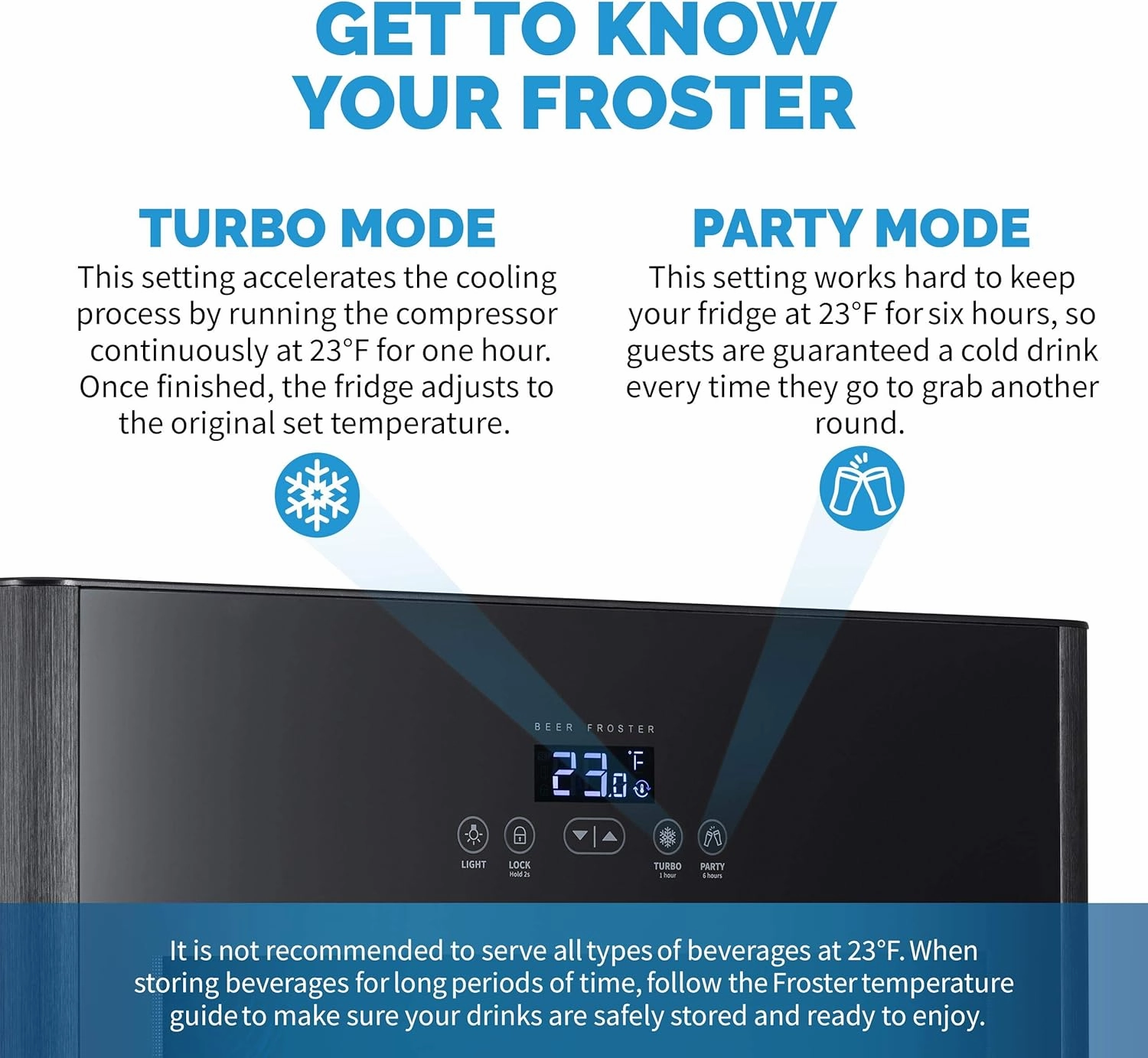 NewAir 125 Can Beer Froster, Mini Fridge, Small Drink Dispenser Machine, Freestanding Beer Freezer, Refrigerator and Cooler in Black - Frosts Drink to 23F, for Office or Bar with Adjustable Shelves