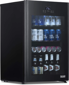 NewAir 125 Can Beer Froster, Mini Fridge, Small Drink Dispenser Machine, Freestanding Beer Freezer, Refrigerator and Cooler in Black - Frosts Drink to 23F, for Office or Bar with Adjustable Shelves