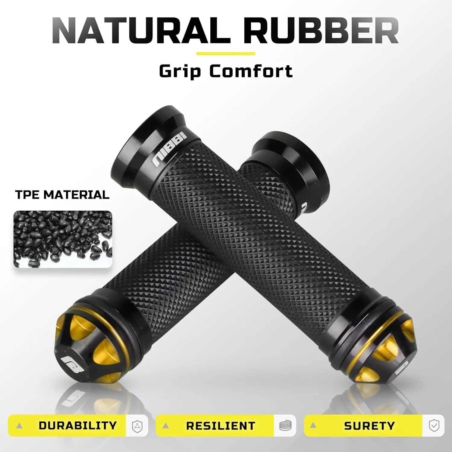 NIBBI Motorcycle Hand Grips, Racing CNC Aluminum & Soft Rubber Handlebar,7/8" Handle Grips for ATV GY6 Scooter