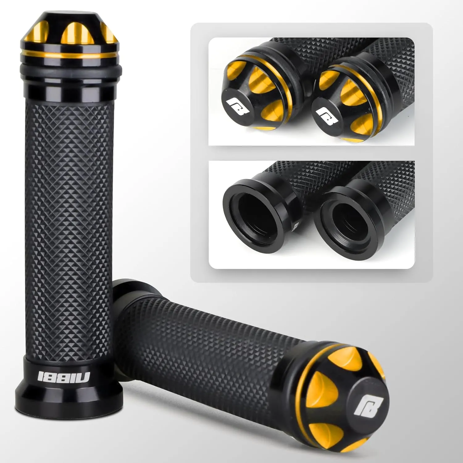 NIBBI Motorcycle Hand Grips, Racing CNC Aluminum & Soft Rubber Handlebar,7/8" Handle Grips for ATV GY6 Scooter
