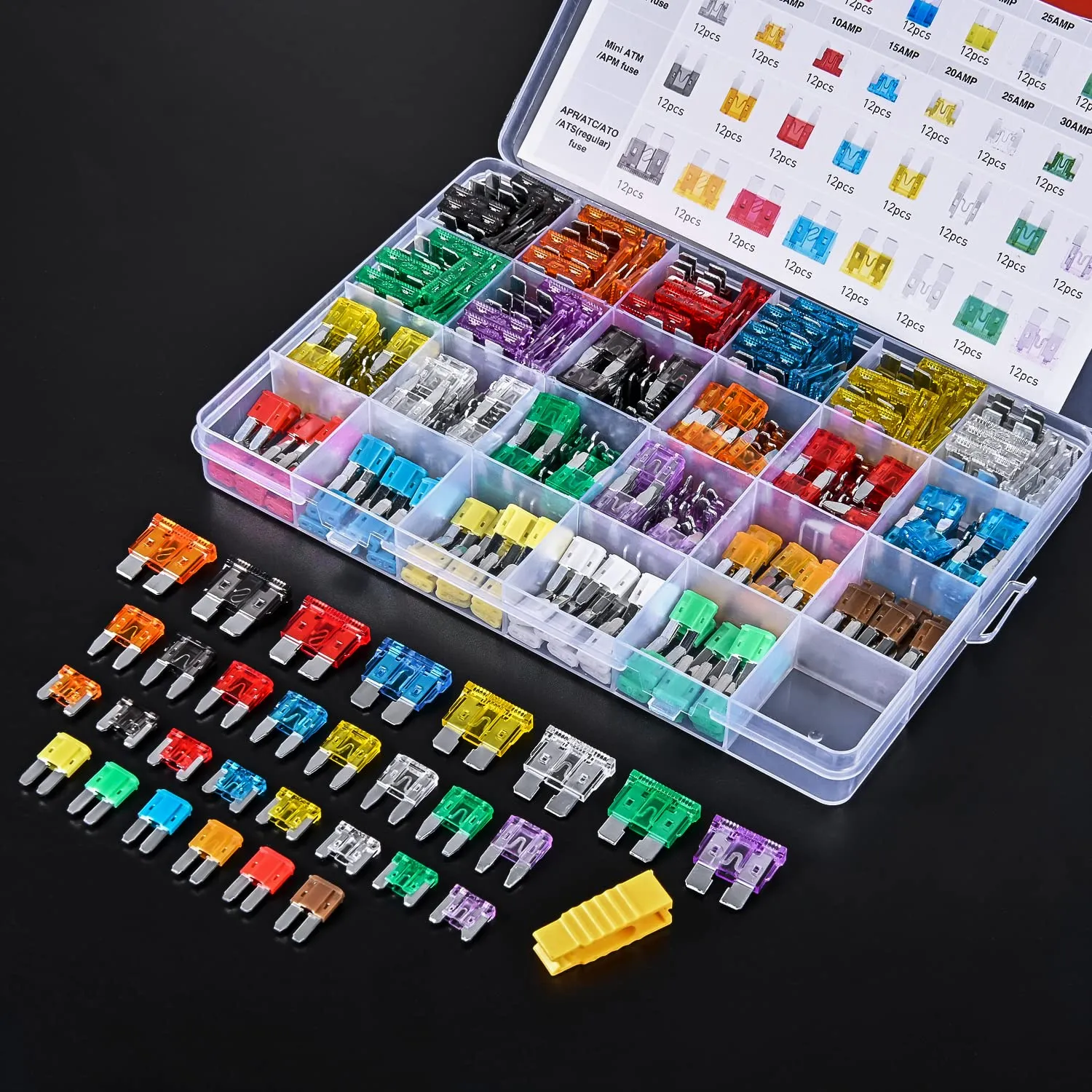 Nilight 372 PCS Car Fuses Assortment Kit Standard Mini LP Micro2 Blade Replacement Fuse ATO ATC APS ATS APR 2A 5A 7.5A 10A 15A 20A 25A 30A 35A for Cars Trucks RVs