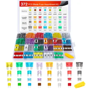 Nilight 372 PCS Car Fuses Assortment Kit Standard Mini LP Micro2 Blade Replacement Fuse ATO ATC APS ATS APR 2A 5A 7.5A 10A 15A 20A 25A 30A 35A for Cars Trucks RVs