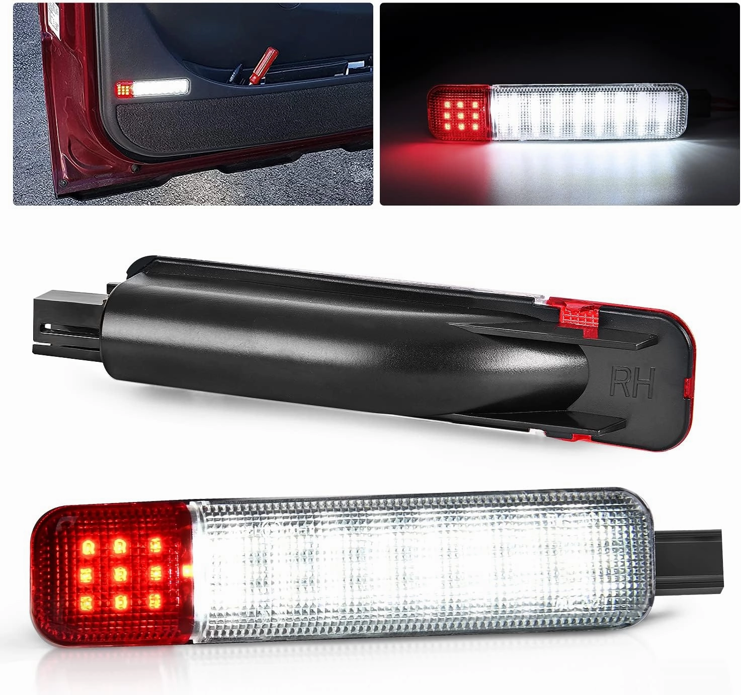 Nilight 2PCS LED Interior Door Panel Light Courtesy Warning Lights White Red for Chevy GMC Silverado Sierra 1500 2500 3500 HD Suburban Cadillac Escalade Hummer H2