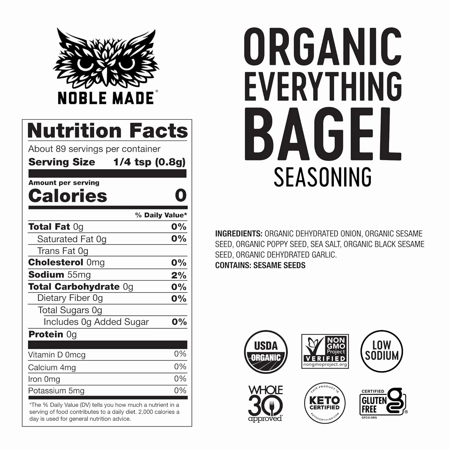 Noble Made Organic Seasoning Variety Pack, All Purpose Seasoning Gift Set, Steak, Poultry & Everything Bagel Seasoning, For Turkey, Meat, Chicken, Gluten Free, Sugar Free, Low Sodium, 4 Pack