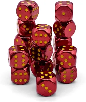 Norse Foundry Warpips Fireball Metal D6 Dice Set - 10-Piece 12mm Zinc Alloy Red-Plated Dice with Yellow Numbering - Durable and Compact Wargaming Dice for RPG, DND, Tabletop Strategy Games