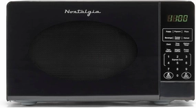 Nostalgia Modern Retro Countertop Microwave Oven - 700-Watt - 0.7 cu ft - 12 Pre-Programmed Cooking Settings - Digital Clock - Kitchen Appliances - Black