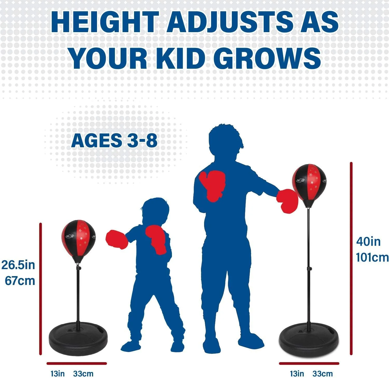 NSG Punching Bag for Kids & Boxing Gloves Set - Adjustable Freestanding Speed Bag with Spring-Loaded Stand, Junior Boxing Gloves & Hand Pump - Portable, Easy Assembly for Boys, Teens, Toddlers Ages 4 
