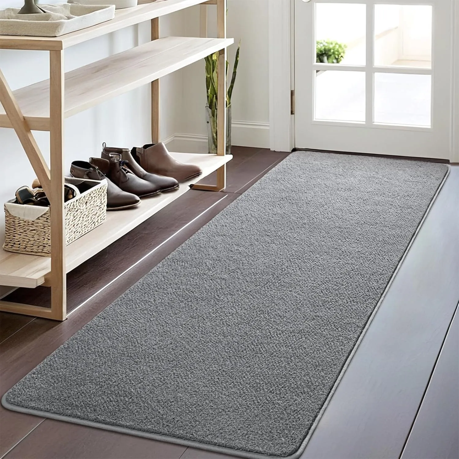 Nuttumico 2x6 Feet Rug Runners for Hallways, Grey Area Rugs for Living Room Bedroom, Washable Non-Slip Entryway Carpets for Kitchen Nursery Dorm Kids Room Home Decor, Soft Modern Indoor Throw Rugs