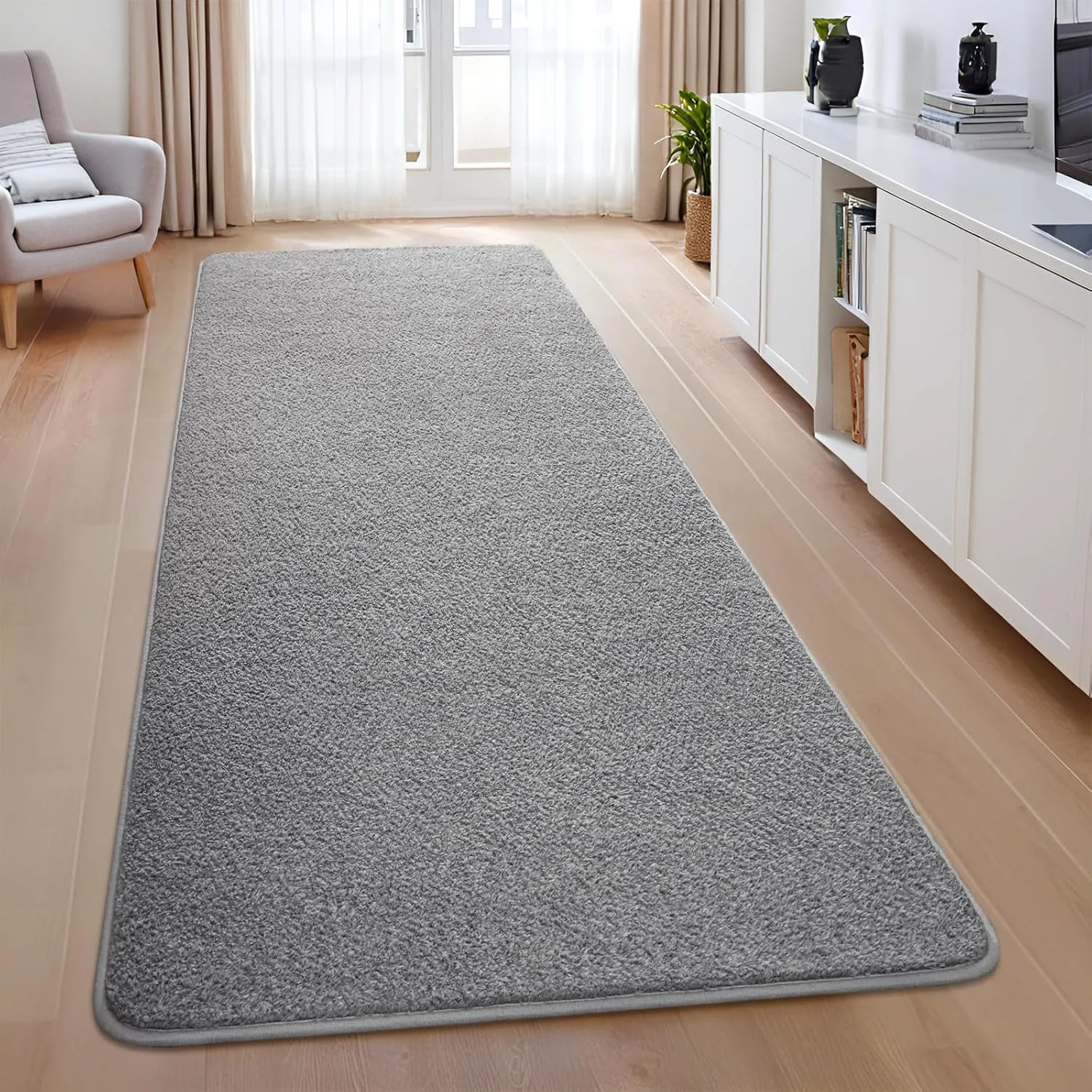 Nuttumico 2x6 Feet Rug Runners for Hallways, Grey Area Rugs for Living Room Bedroom, Washable Non-Slip Entryway Carpets for Kitchen Nursery Dorm Kids Room Home Decor, Soft Modern Indoor Throw Rugs