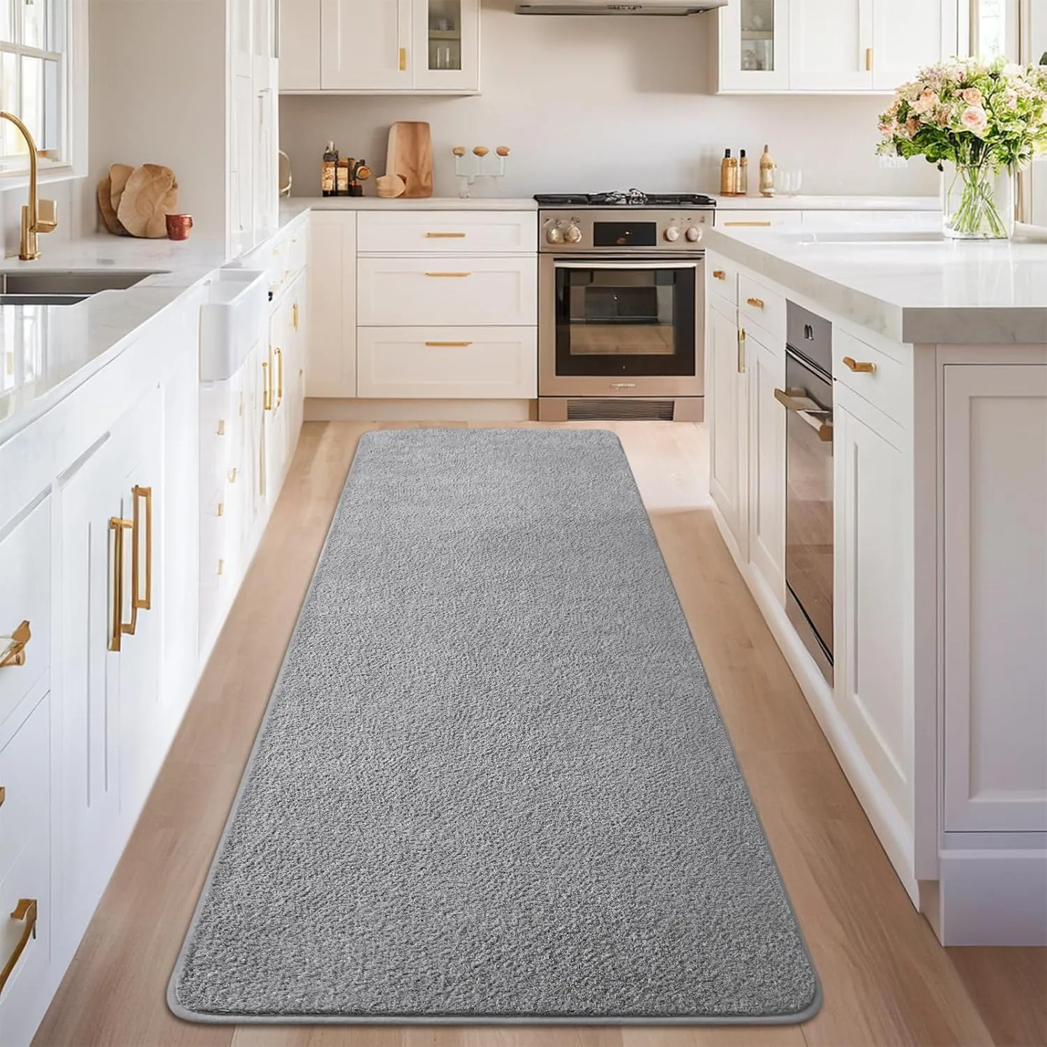 Nuttumico 2x6 Feet Rug Runners for Hallways, Grey Area Rugs for Living Room Bedroom, Washable Non-Slip Entryway Carpets for Kitchen Nursery Dorm Kids Room Home Decor, Soft Modern Indoor Throw Rugs